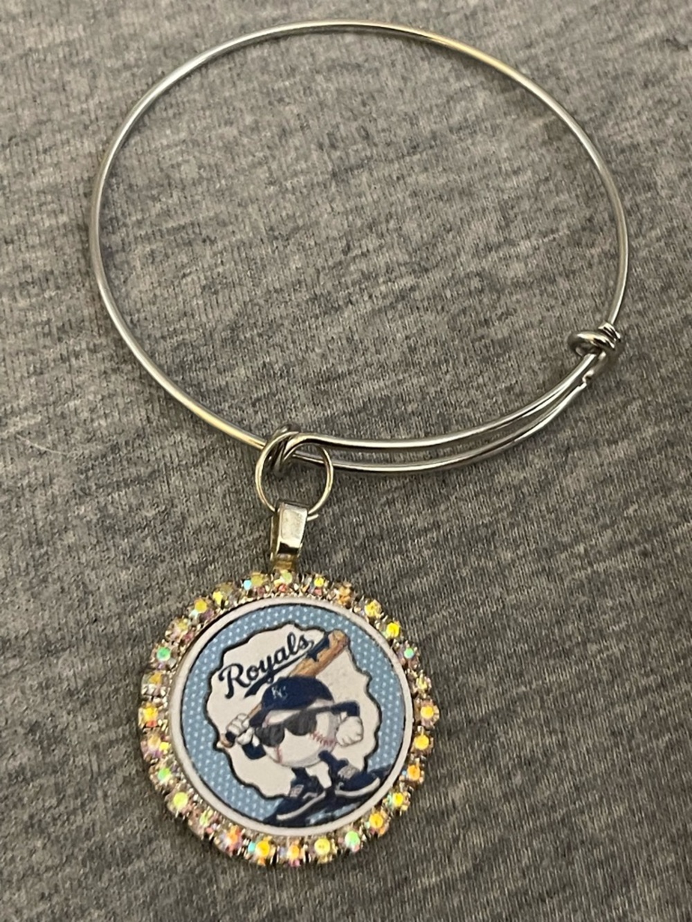 Silver Charm Bracelet with Blue Royals Pendant